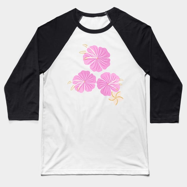 Pink hibiscus flowers Baseball T-Shirt by Home Cyn Home 